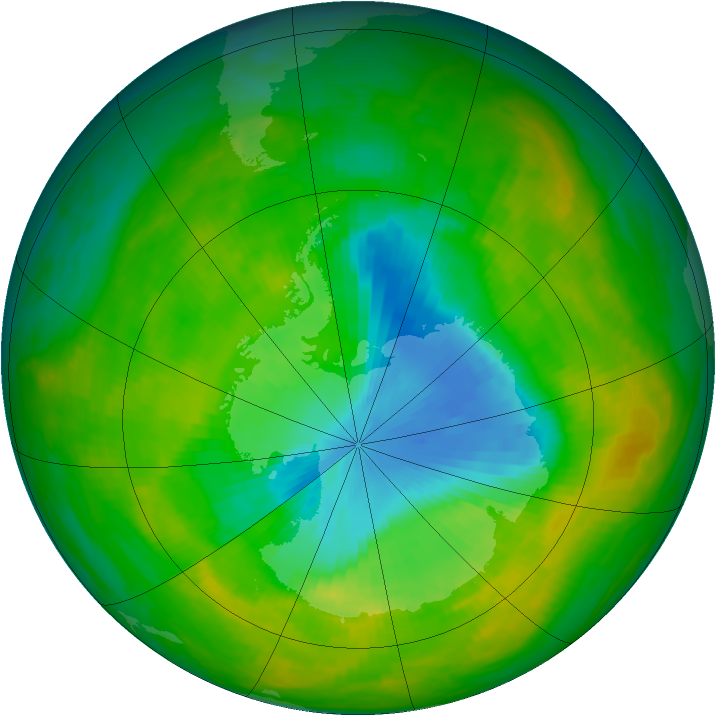 Antarctic ozone map for 29 November 1984